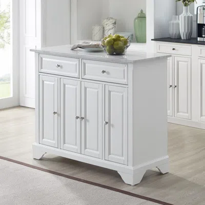 Crosley Furniture Avery Kitchen Island/cart Distressed White/ White Marble