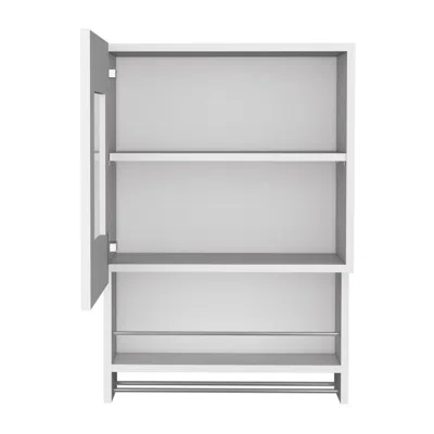 Depot E-shop Ithaca Kitchen Wall Cabinet With Towel And Spice Rack, White