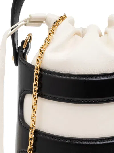 Alexander Mcqueen The Rise Nappa Leather Bucket Bag In Black/soft Ivory