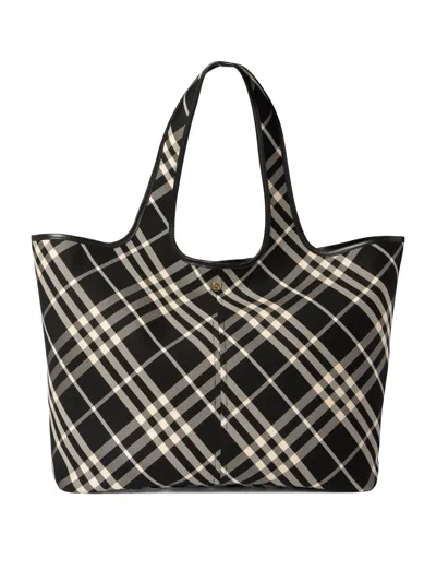 Shop Burberry Check Medium Shoulder Bags In Black