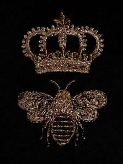 Dolce & Gabbana Crown And Bee Embroidered Crew Neck T-shirt In Black