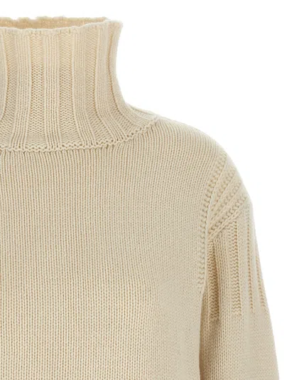 Jil Sander Ribbed Detail Sweater In White