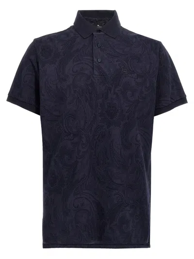 Shop Etro 'pegaso' Polo Shirt In Blue