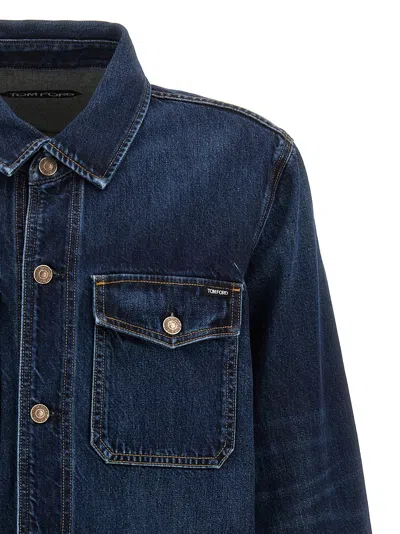 Shop Tom Ford Denim Shirt In Blue