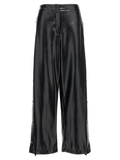 Stella Mccartney Wide Leg Elastic Waistband Trousers With Shiny Finish In Black