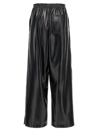 Stella Mccartney Wide Leg Elastic Waistband Trousers With Shiny Finish In Black