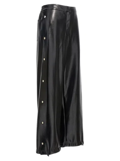 Stella Mccartney Wide Leg Elastic Waistband Trousers With Shiny Finish In Black