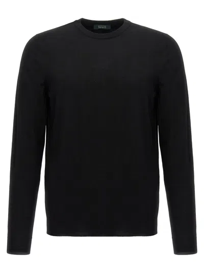 Zanone Black Crewneck Sweater In Black