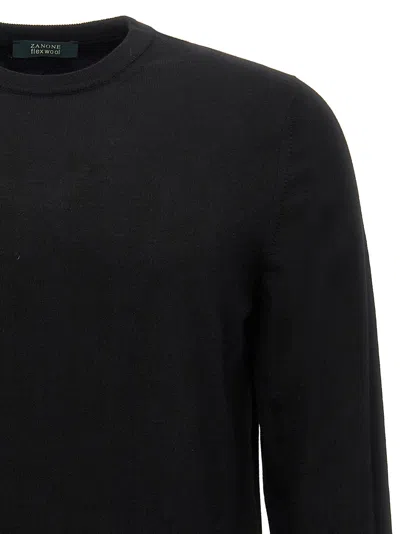 Zanone Black Crewneck Sweater In Black