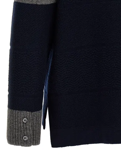 Shop Thom Browne 'textured Rugby Stripe' Sweater In Blue