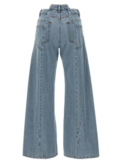 Shop Maison Margiela Asymmetrical Waist Jeans In Light Blue