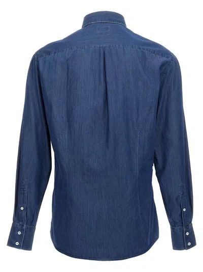 Shop Brunello Cucinelli Chambray Shirt In Blue