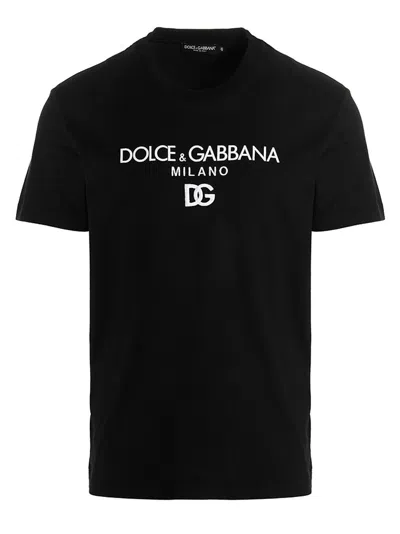 Dolce & Gabbana Jersey Round-neck T-shirt With Dg Milano Embroidery In Black
