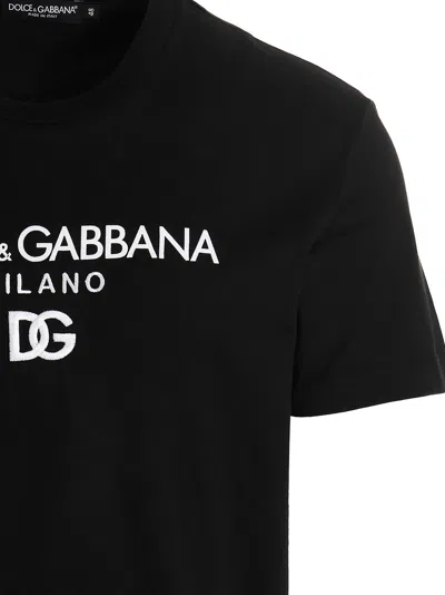 Dolce & Gabbana Jersey Round-neck T-shirt With Dg Milano Embroidery In Black