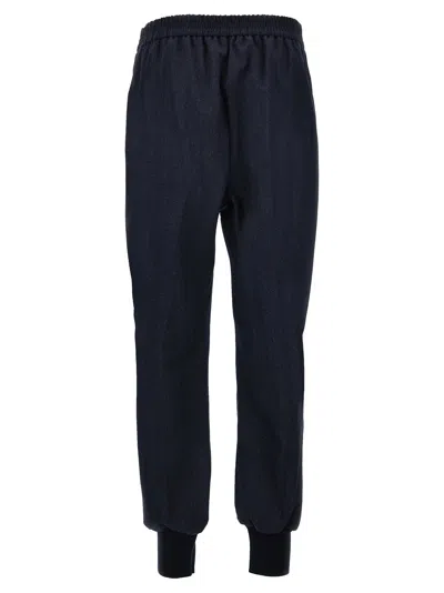 Stella Mccartney Navy Blue Wool Flannel Jogger In Blue