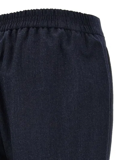 Stella Mccartney Navy Blue Wool Flannel Jogger In Blue