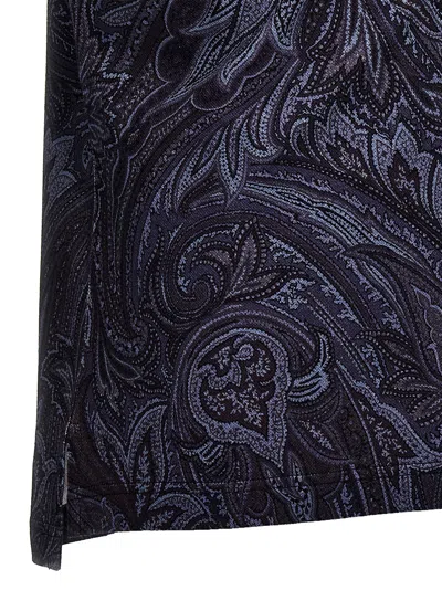 Etro Paisley-print Cotton Polo Shirt In Blue