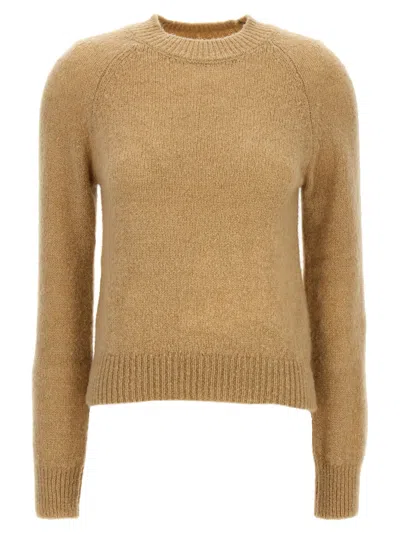 Dries Van Noten "texas" Crew Neck Sweater In Beige