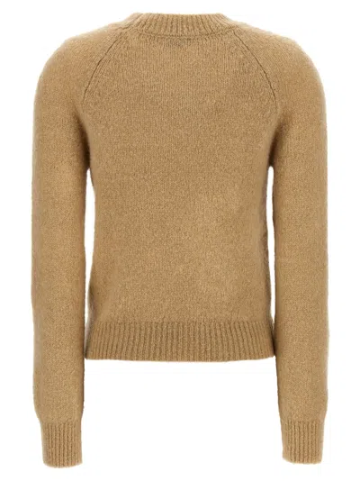 Dries Van Noten "texas" Crew Neck Sweater In Beige