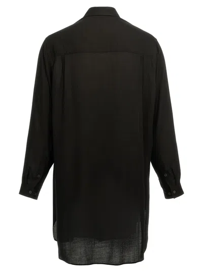 Yohji Yamamoto Transparent Shirt With Chest Pocket And Longline Design In Black
