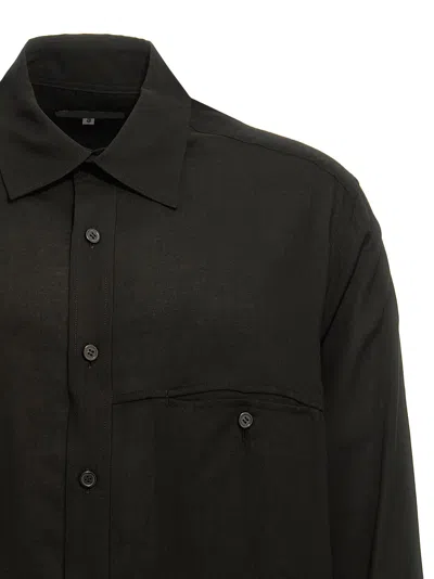 Yohji Yamamoto Transparent Shirt With Chest Pocket And Longline Design In Black