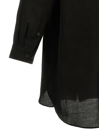 Yohji Yamamoto Transparent Shirt With Chest Pocket And Longline Design In Black