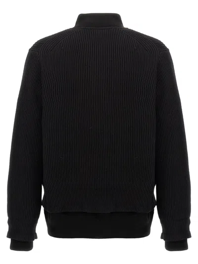 Shop Sacai Nylon Insert Cardigan In Black