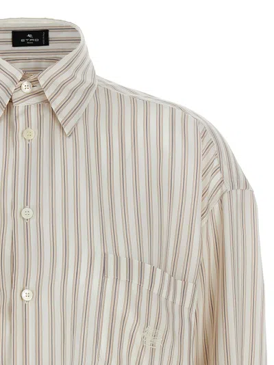 Etro Multicolor Logo Embroidery Striped Shirt In Multicolor