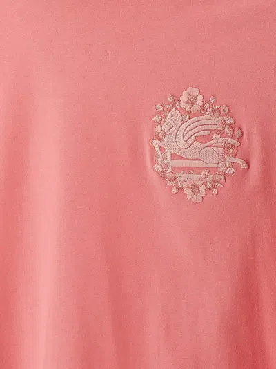 Etro Light Pink Logo Embroidery T-shirt In Pink