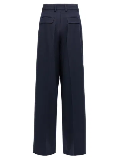 The Latest Thelatest Midnight Blue Wool Blend Trousers In Blue