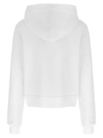 Shop Moschino 'antica Pellicceria' Cropped Hoodie In White