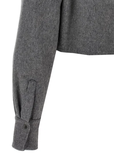 Shop Brunello Cucinelli Cropped Cashmere Shirt In Gray