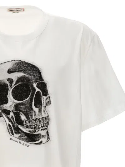 Alexander Mcqueen Skull Print Crewneck T-shirt In White/black