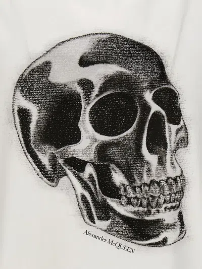 Alexander Mcqueen Skull Print Crewneck T-shirt In White/black