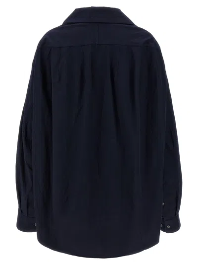 Dries Van Noten Collared Neck Long Sleeves Plain Pattern Blouse In Blue