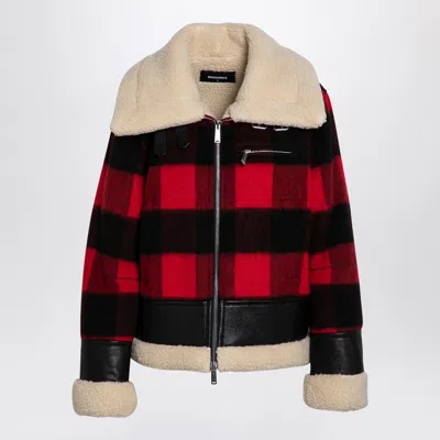 Dsquared2 Red/black Chequered Jacket In Wool In Multicolor