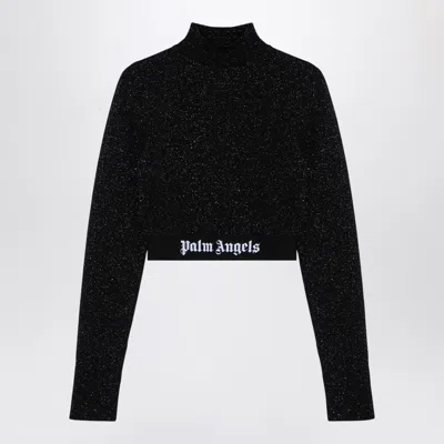Palm Angels Crop Top In Black Viscose Blend In Black