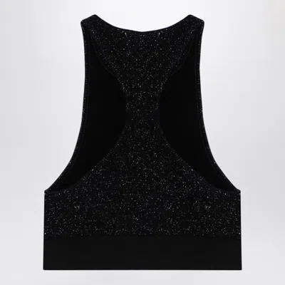 Palm Angels Classic Logo Cropped Lurex Top In Black