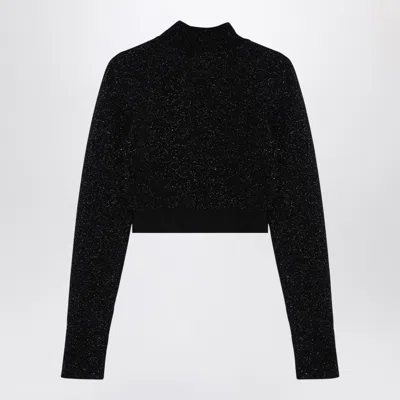 Palm Angels Crop Top In Black Viscose Blend In Black