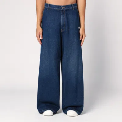Off-white Blue Wide Denim Jeans In Multicolor