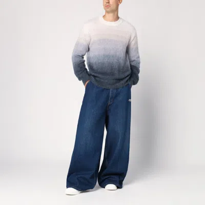 Off-white Blue Wide Denim Jeans In Multicolor