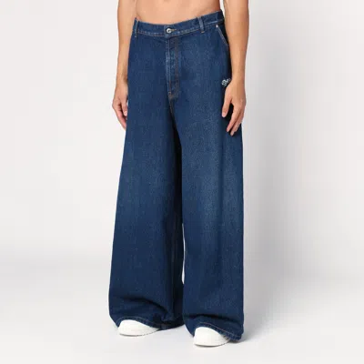 Off-white Blue Wide Denim Jeans In Multicolor