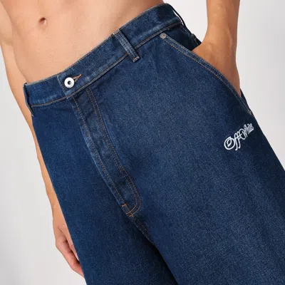Off-white Blue Wide Denim Jeans In Multicolor