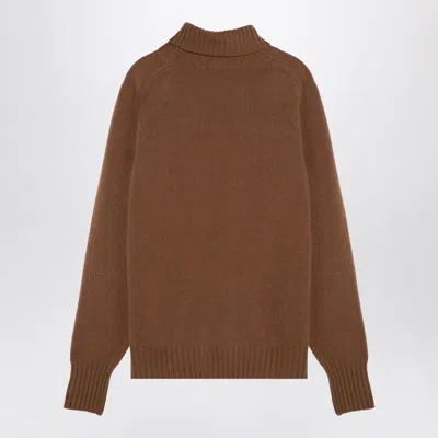 Drumohr Camel-coloured Turtleneck Sweater In Wool In Beige