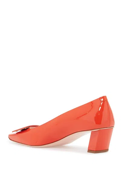 Shop Roger Vivier Patent Leather Belle Viver 45 Pumps In Red