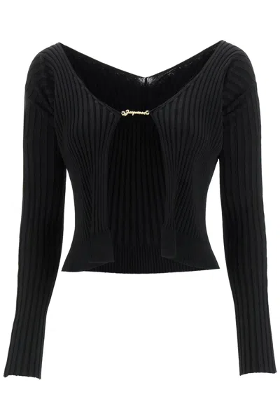 Shop Jacquemus 'la Maille Pralù Longue' Cardigan In Black