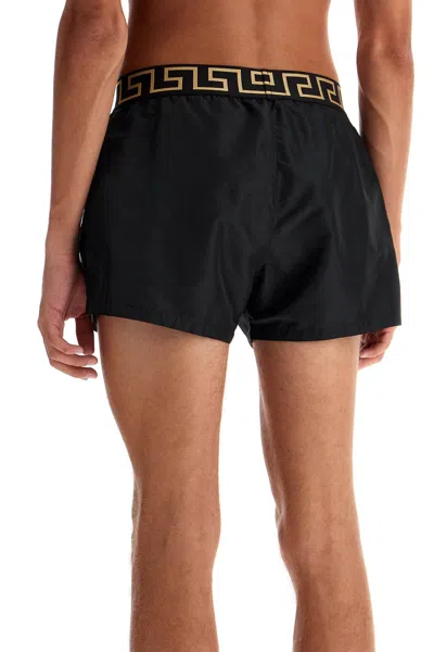 Shop Versace "men's Greek Border Swim Tr In Black