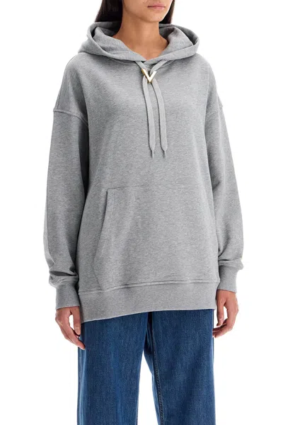 Shop Valentino Garavani Oversized Hoodie With Hood In Grey