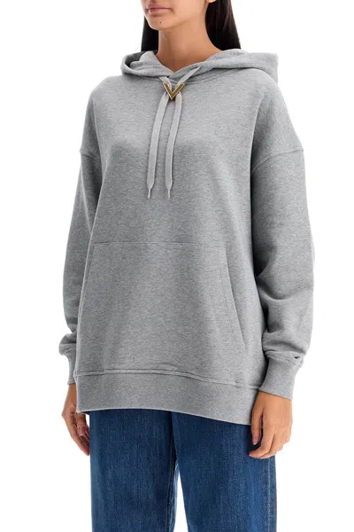 Shop Valentino Garavani Oversized Hoodie With Hood In Grey