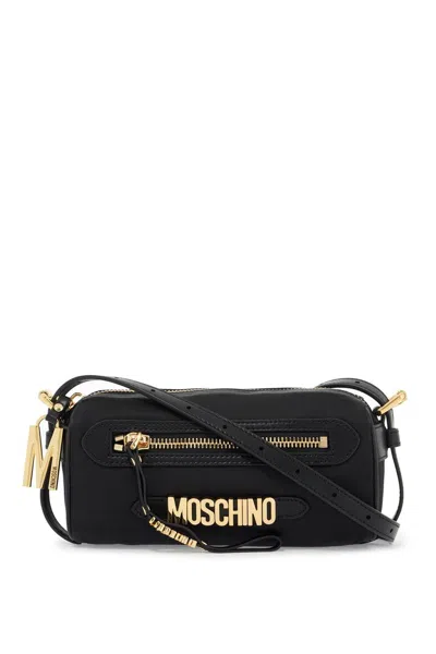 Shop Moschino Shoulder Bag With Metal Logo Detail In 黑色的